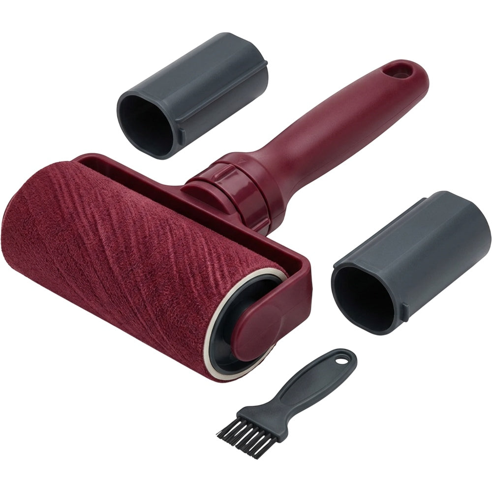 Cabit Reversible Flocked-Wheel Lint Roller with Two Pods Burgundy - Product view